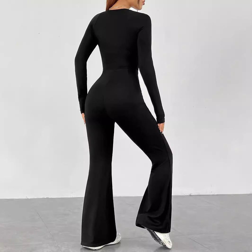 Dames élégante et ajustée combinaison avec jambes larges et manches longues Chic und Stil
