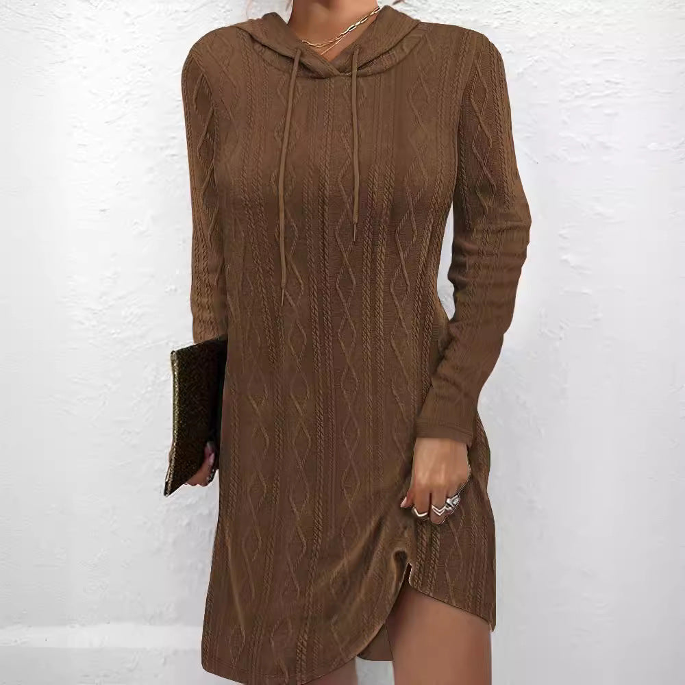 Robe à capuche pour femmes avec motif en tricot texturé Chic und Stil