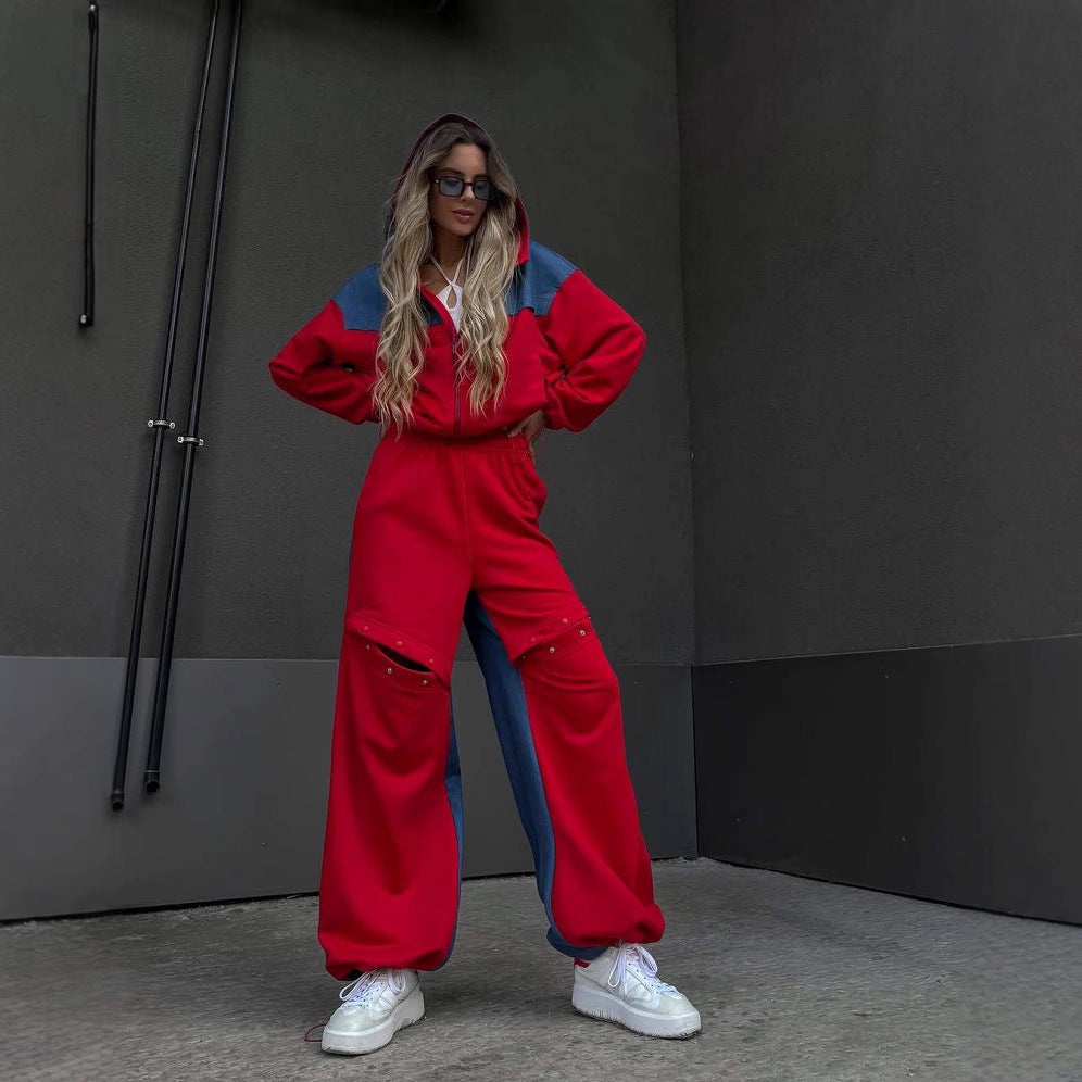 Women's sports set with trendy color block design and relaxed fit Chic and Style