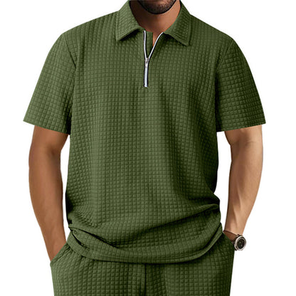 Polo homme à manches courtes avec fermeture éclair moderne et design structuré Chic und Stil