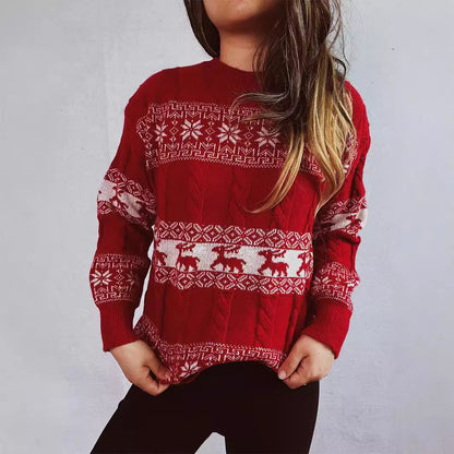 Pull en tricot pour femmes avec motif de renne festif et motif en losange Chic und Stil