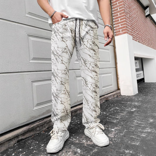 Casual leisure pants for men with elastic waistband and trendy Chic und Stil pattern