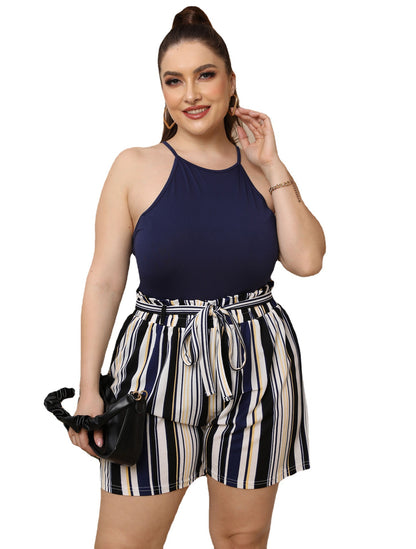 Shorts à Taille Haute Rayés pour Femmes Chic und Stil