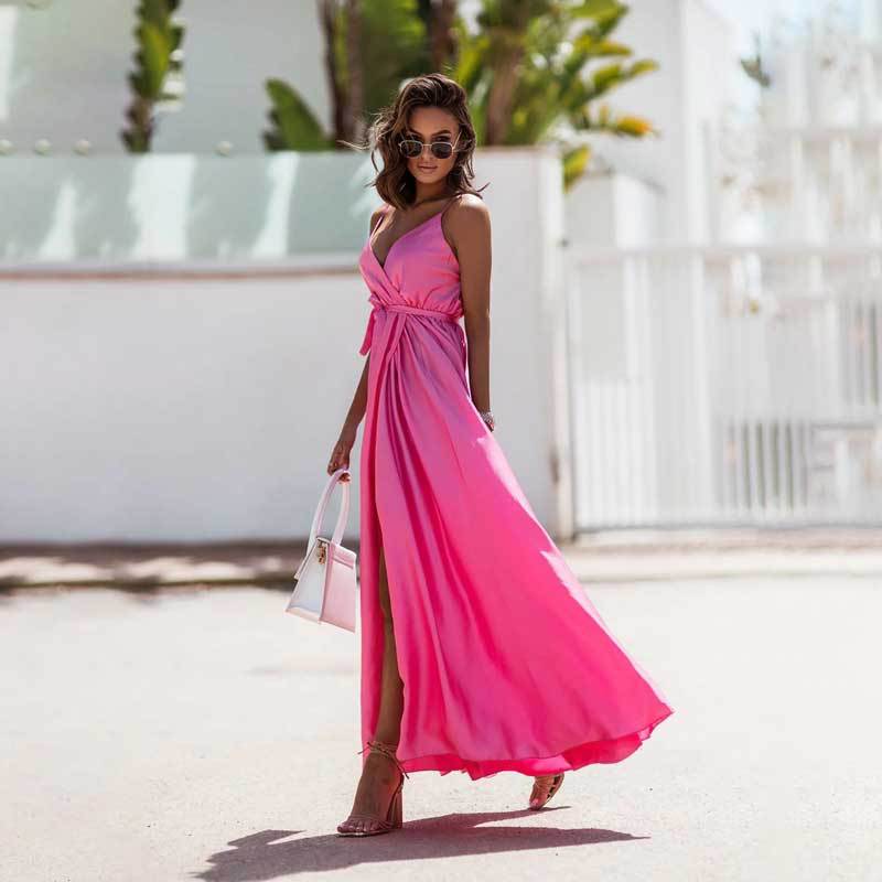 Robe maxi élégante pour femmes avec une haute fente Chic und Stil
