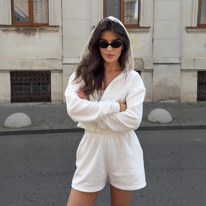 Chic and Style Women's Casual Hoodie and Shorts Set