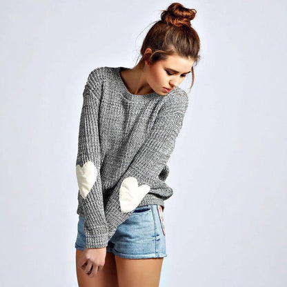 Pull en tricot pour femmes avec des appliqués en forme de cœur et coupe décontractée Chic und Still