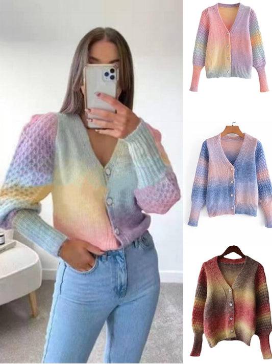 Veste en tricot dégradé pour femmes avec design en côtes original Chic und Stil
