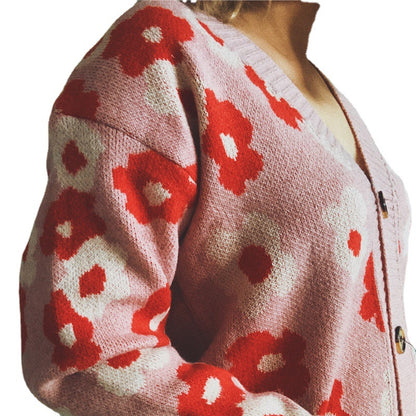 Dames cardigan avec motifs floraux et boutons décoratifs Chic und Stil