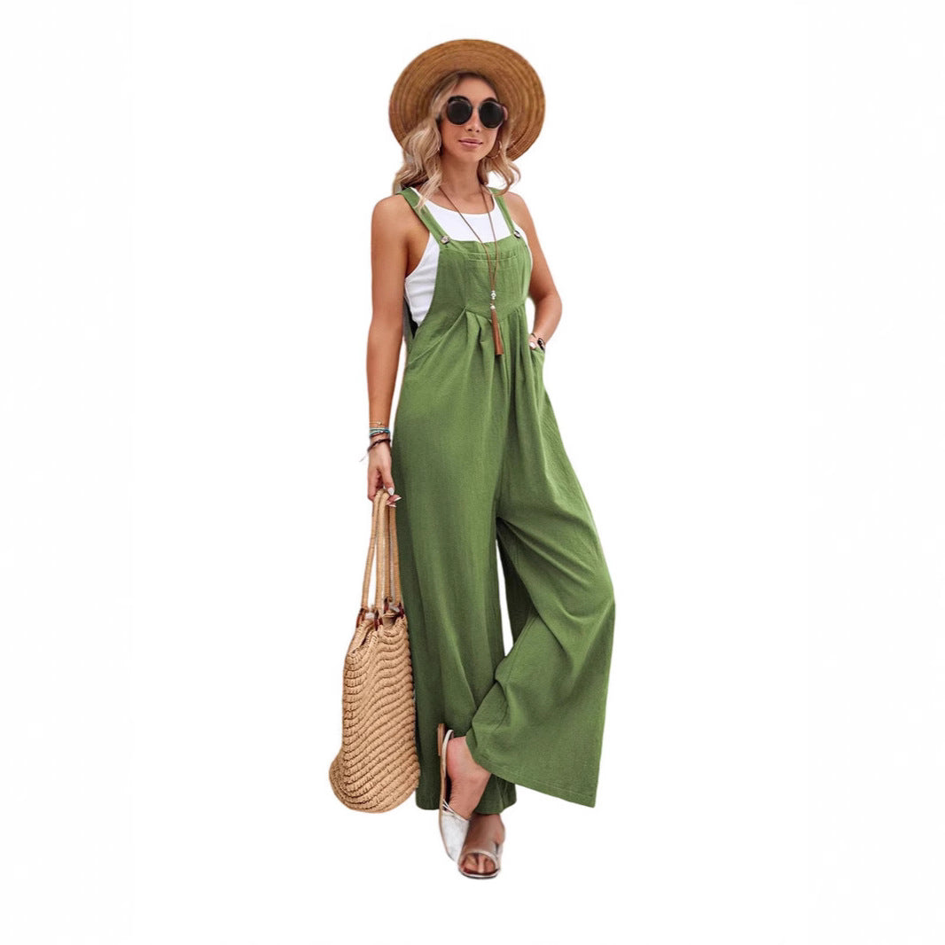 Dames combinaison décontractée avec jambes larges et bretelles ajustables Chic und Stil
