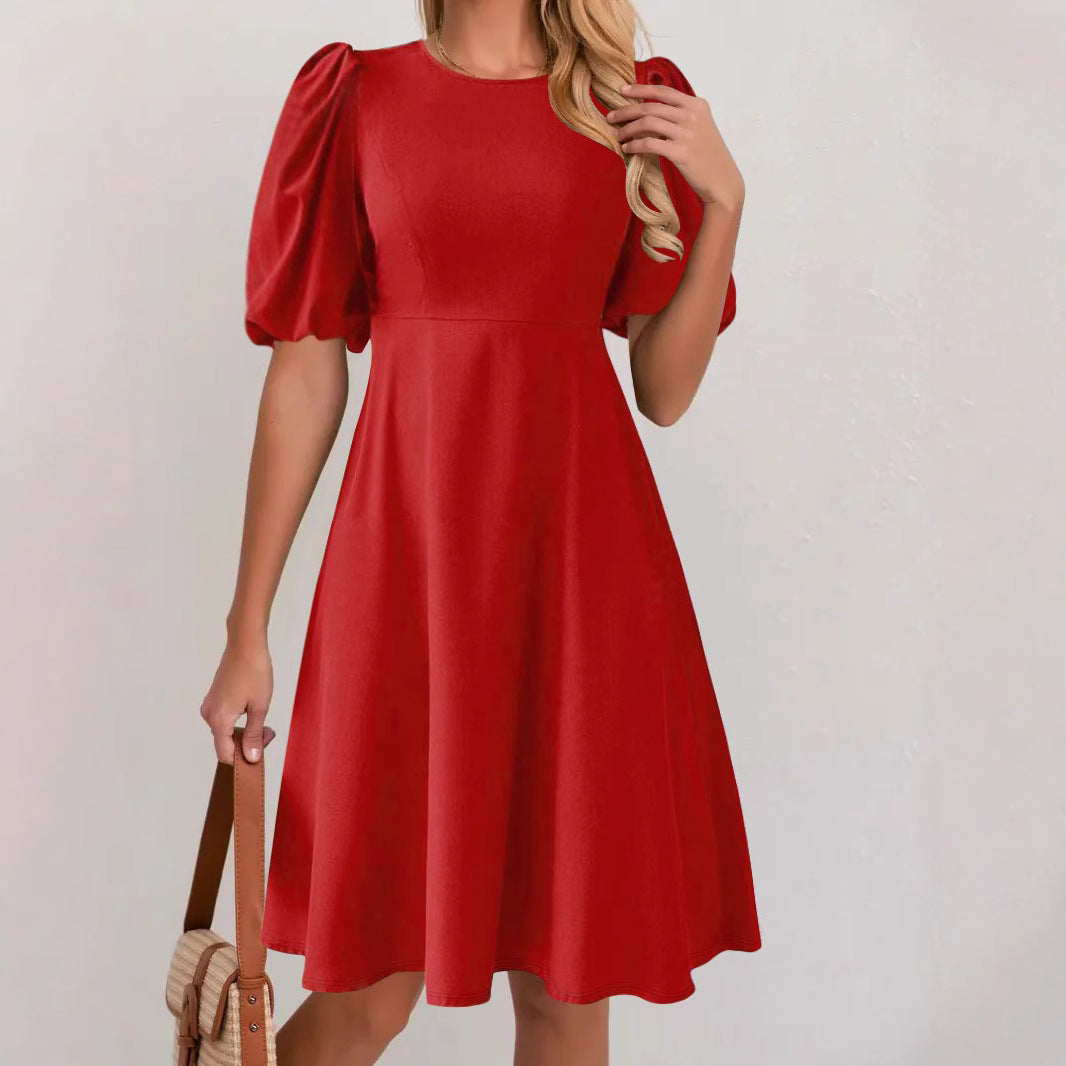 Dames Élégant Robe À-Ligne Manches Bouffantes Chic und Stil