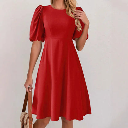 Dames Élégant Robe À-Ligne Manches Bouffantes Chic und Stil