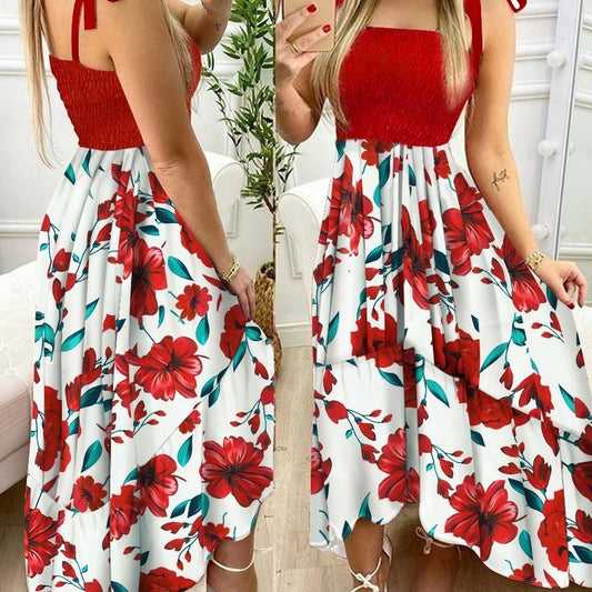 Robe Maxi Fleur Femme avec bretelles réglables Chic und Stil