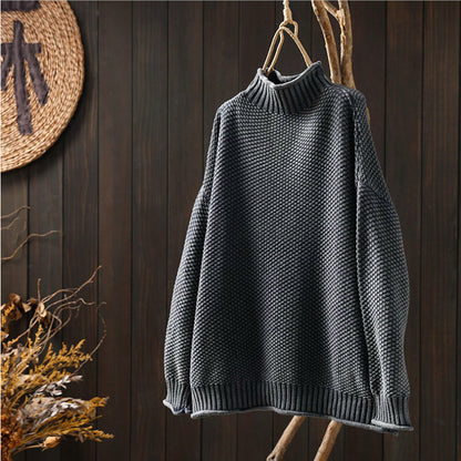 Pull en tricot oversized pour femmes avec col montant Chic und Stil