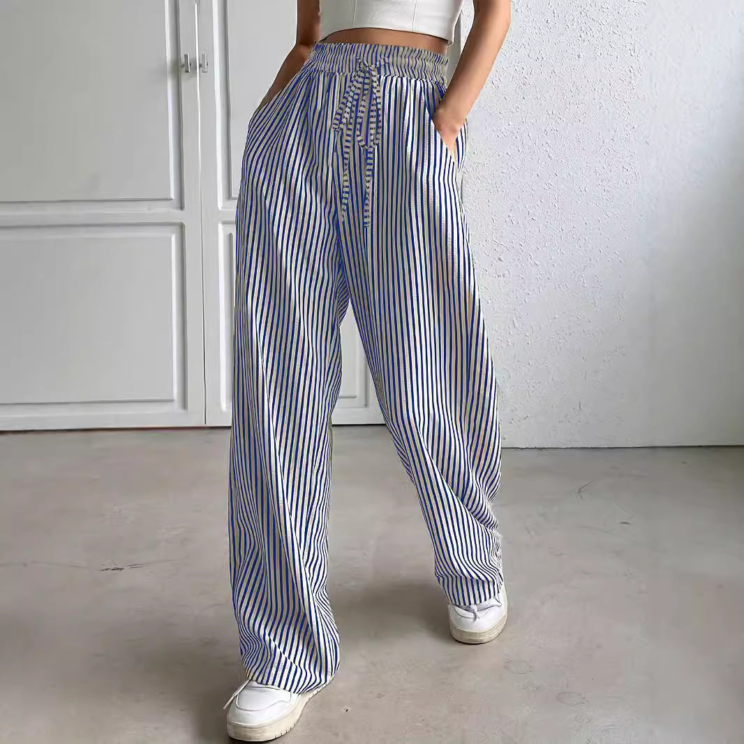 Ladies Wide Striped Pants Chic and Style