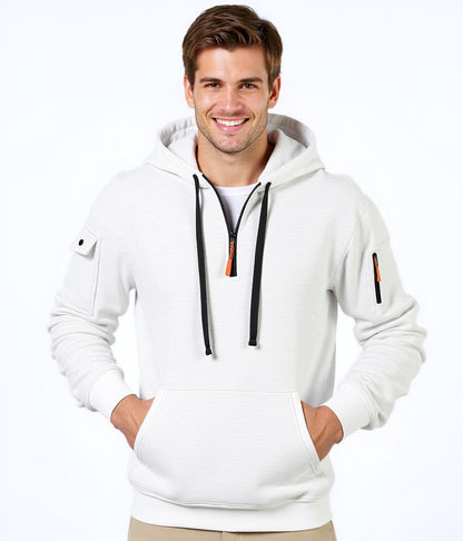 Homme pull à capuche tendance avec poches polyvalentes et fermeture éclair moderne Chic und Stil