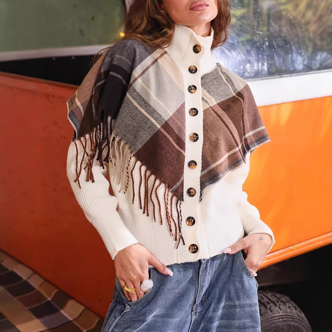 Dames élégant cardigan avec franges et boutons décoratifs Chic und Stil