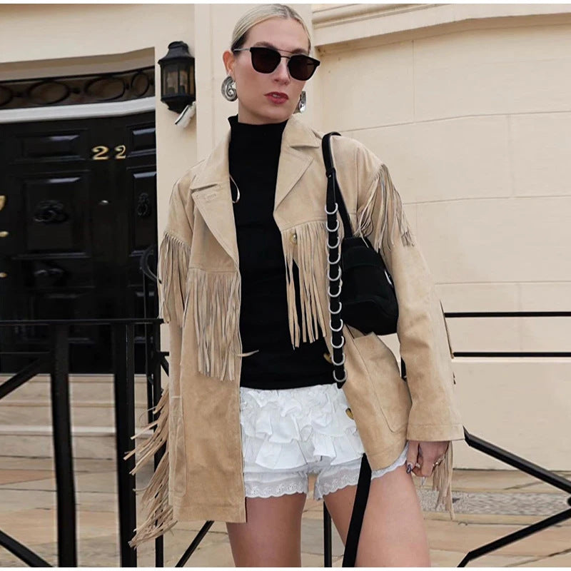 Fringed suede jacket for women Chic and Style