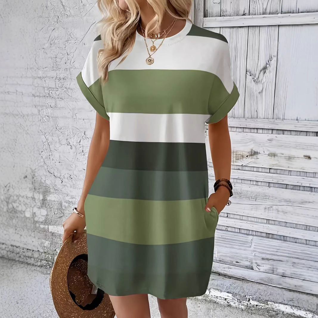 Robe de loisirs pour femmes avec motif rayé à la mode Chic und Stil