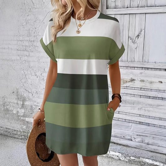 Robe de loisirs pour femmes avec motif rayé à la mode Chic und Stil
