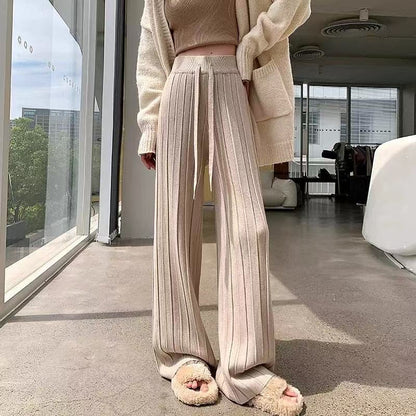 Wide pants for women with vertical stripe design and elastic waist Chic and Style