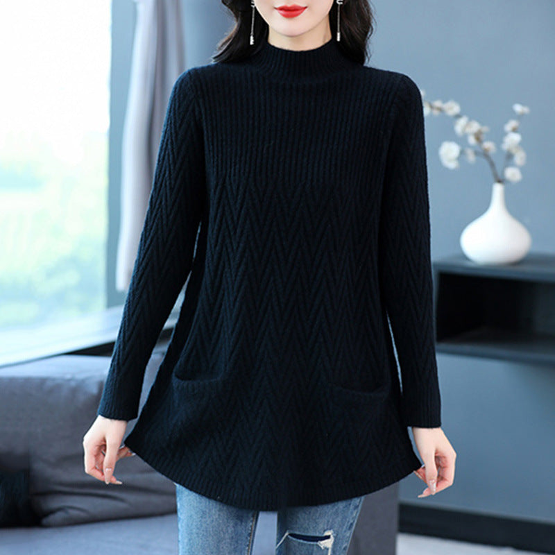 Pull en tricot pour femmes avec motif en zigzag et poches pratiques Chic und Stil