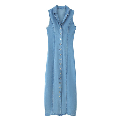 Robe en jean pour femmes au style élégant de chemisier avec fermeture à boutons Chic und Stil