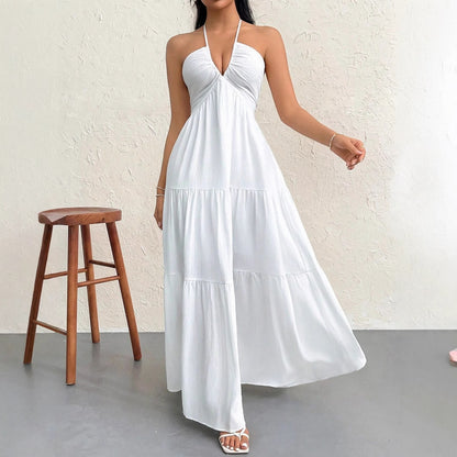Robe maxi femme avec design sans épaules et détails de volant décontractés Chic und Stil