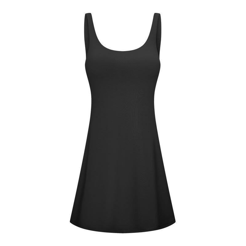 Robe de loisirs pour dames avec décolleté rond profond et silhouette évasée Chic und Stil