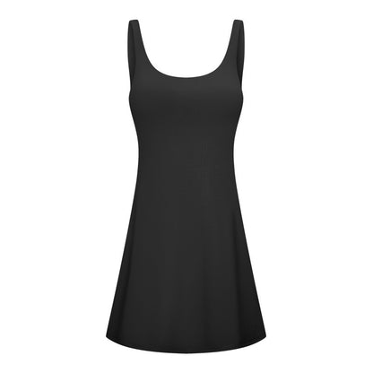 Robe de loisirs pour dames avec décolleté rond profond et silhouette évasée Chic und Stil