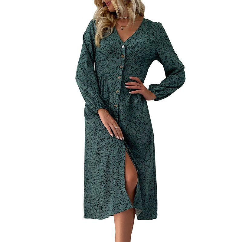 Robe midi pour femmes avec boutonnage et manches volumineuses Chic und Stil