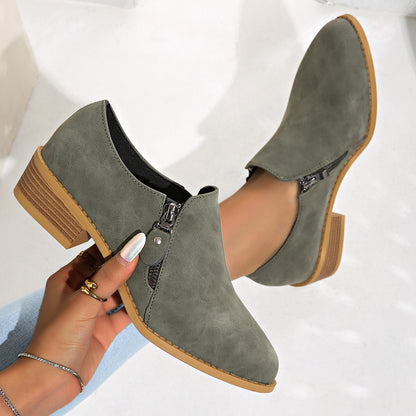 Bottines biker pour femmes avec fermeture éclair à la mode et semelle confortable Chic und Stil