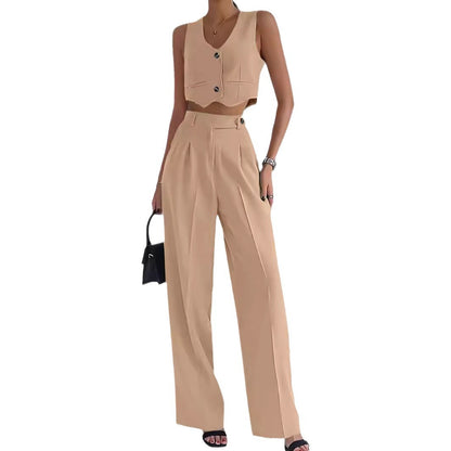 Women's trendy two-piece set with mid-calf pants and modern crop top Chic and Style