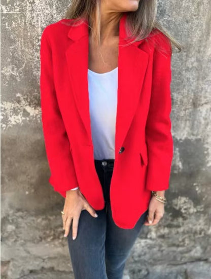 Dames Blazer élégant en tissu polaire chaud avec poches pratiques Chic und Stil