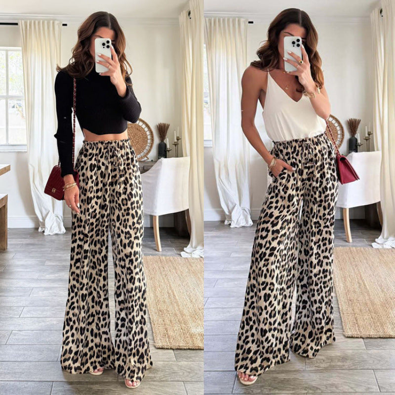 Women Wide Leg Leopard Print Pants Chic and Style