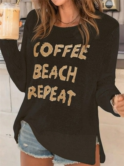 Pull décontracté en tricot pour dames avec inscription brodée Chic und Stil