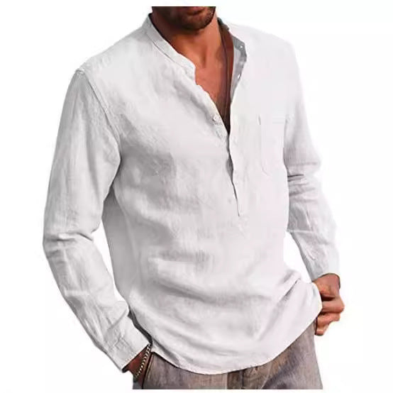Chemise en lin pour hommes avec coupe mi-longue et poche poitrine pratique Chic und Stil