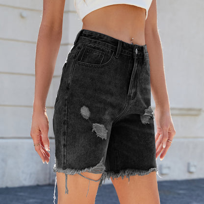 Chic and Stylish High Waisted Ripped Denim Shorts for Women