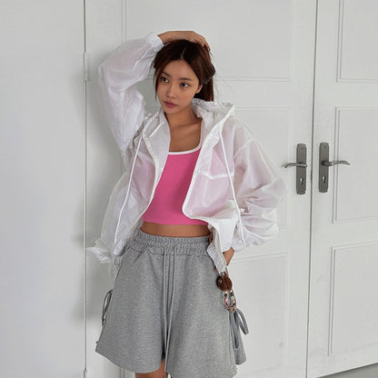 Veste coupe-vent légère pour femme avec capuche et poche kangourou Chic & Stil