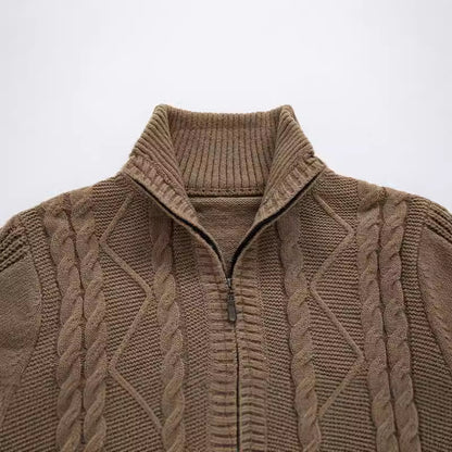 Pull en tricot pour homme avec col haut et motif en relief Chic und Stil