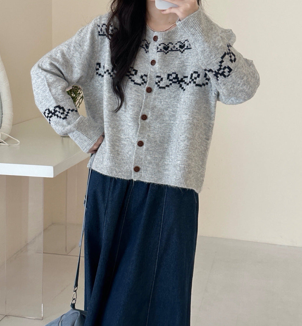 Dames Cardigan en tricot douillet avec motif unique Chic und Stil