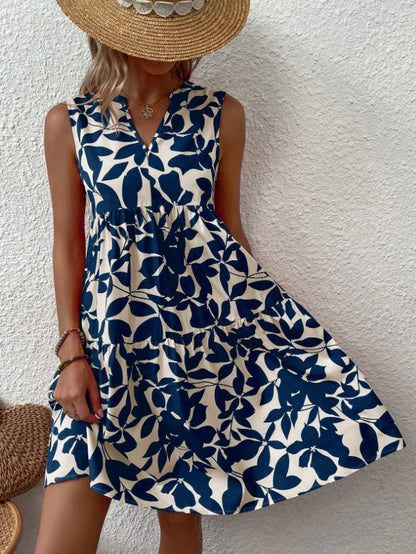 Robe midi à fleurs à décolleté en V pour dames Chic und Stil