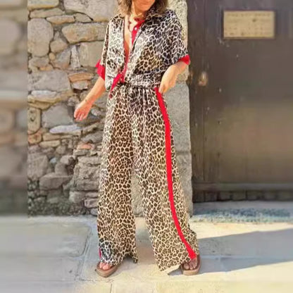 Dames élégant combinaison en imprimé léopard avec jambes larges et coupe décontractée Chic und Stil