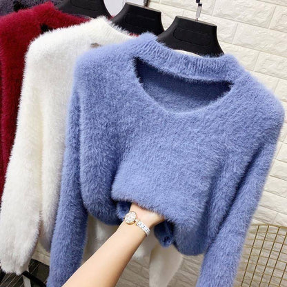 Pull en V avec col haut pour femmes douce Chic und Stil
