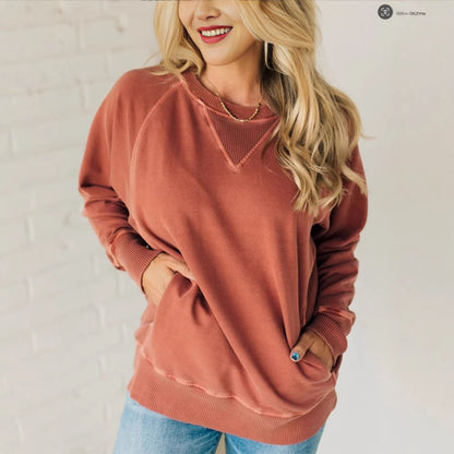 Dames Casual Oversized Sweatshirt avec poches pratiques Chic und Stil