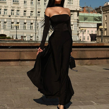 Robe maxi off-shoulder pour femmes avec manches longues et coupe élégante Chic und Stil