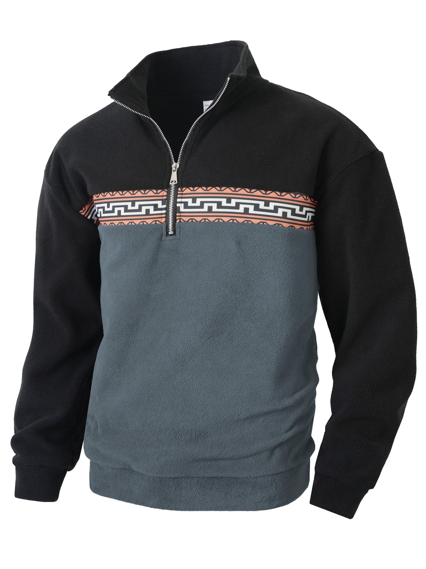 Fleece pullover for men with modern zipper and creative design Chic and Style