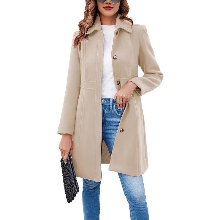 Classic wool coat for women with a trendy cut and functional details Chic and Style