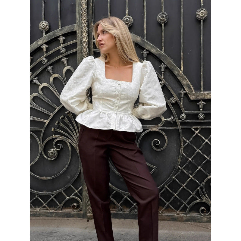 Dames Élégante Blouse avec Manches Bouffantes Chic und Stil
