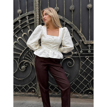 Dames Élégante Blouse avec Manches Bouffantes Chic und Stil