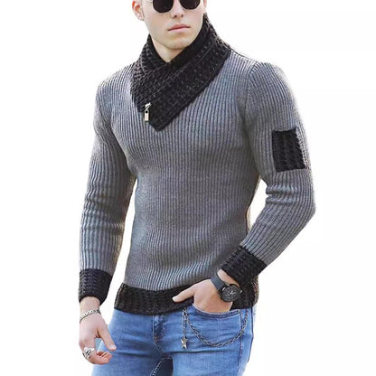 Pull en maille pour hommes avec col montant et design texturé Chic und Stil